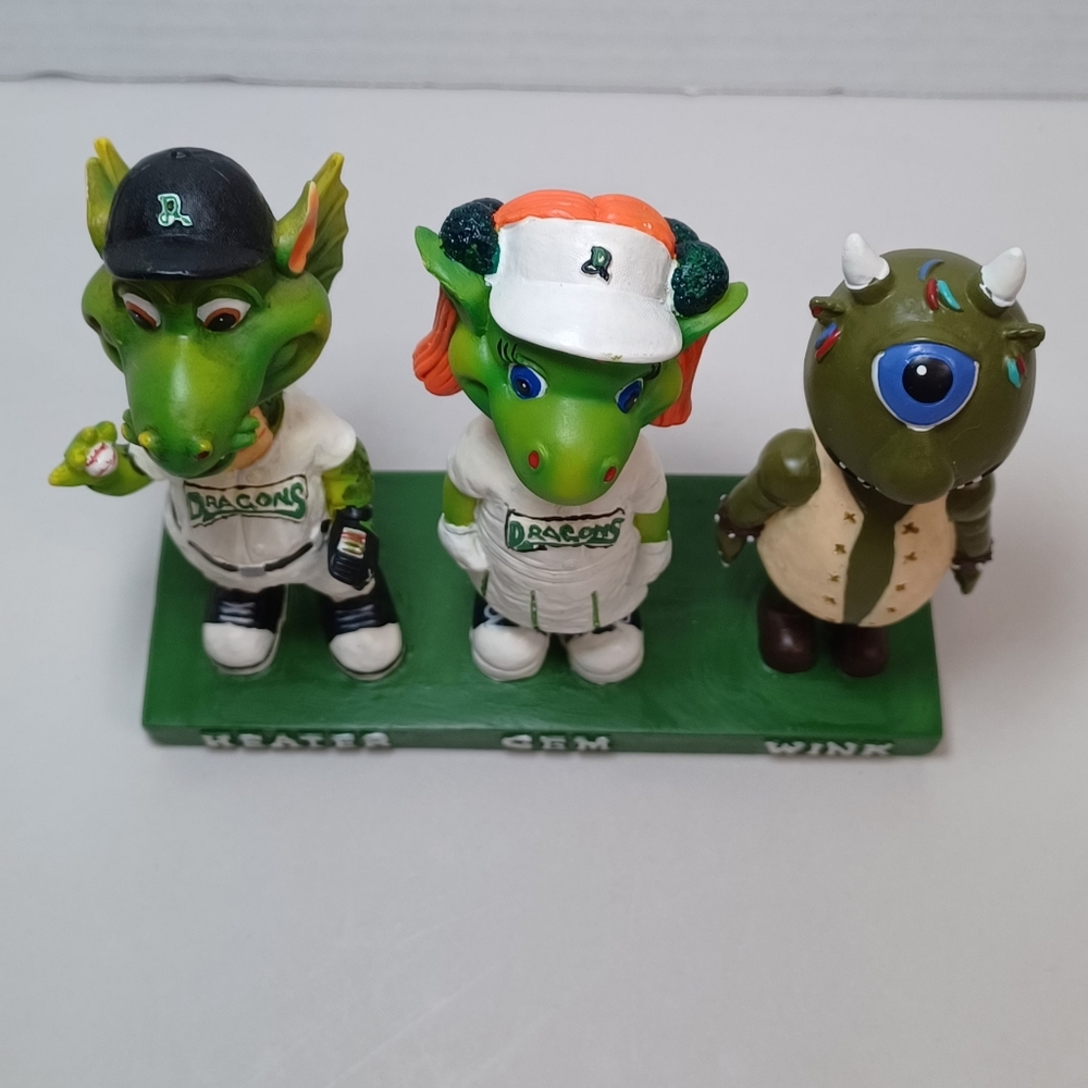 VTG Rare Dayton Dragons Baseball Triple Mascot Figurine Bobblehead Set - Picture 3 of 12